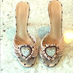 Vintage Casadei pink heart slides